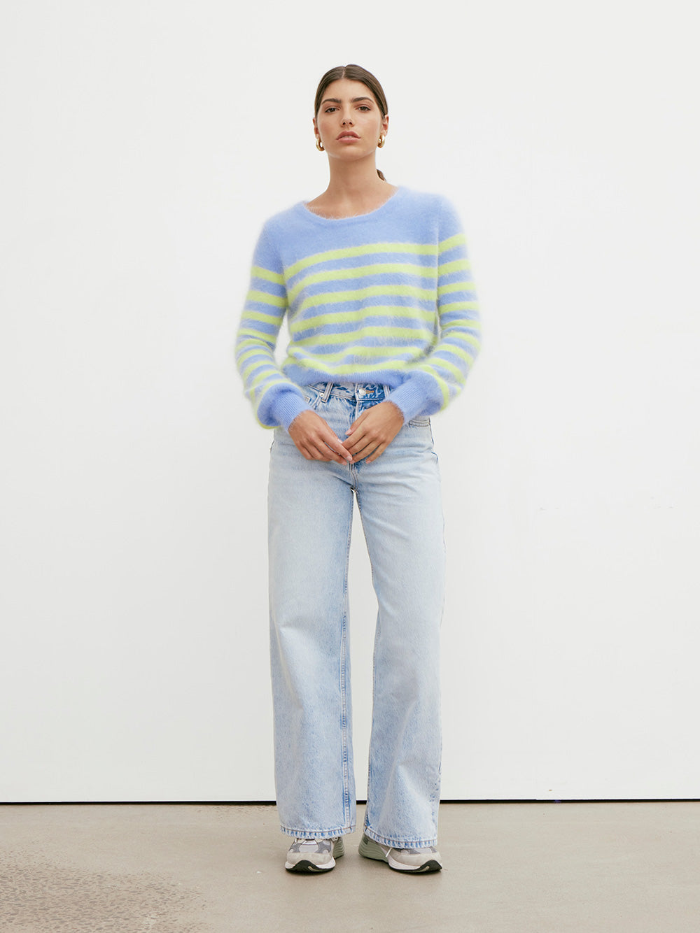 Tara Cashmere Stripe Knit - PERRIWINKLE