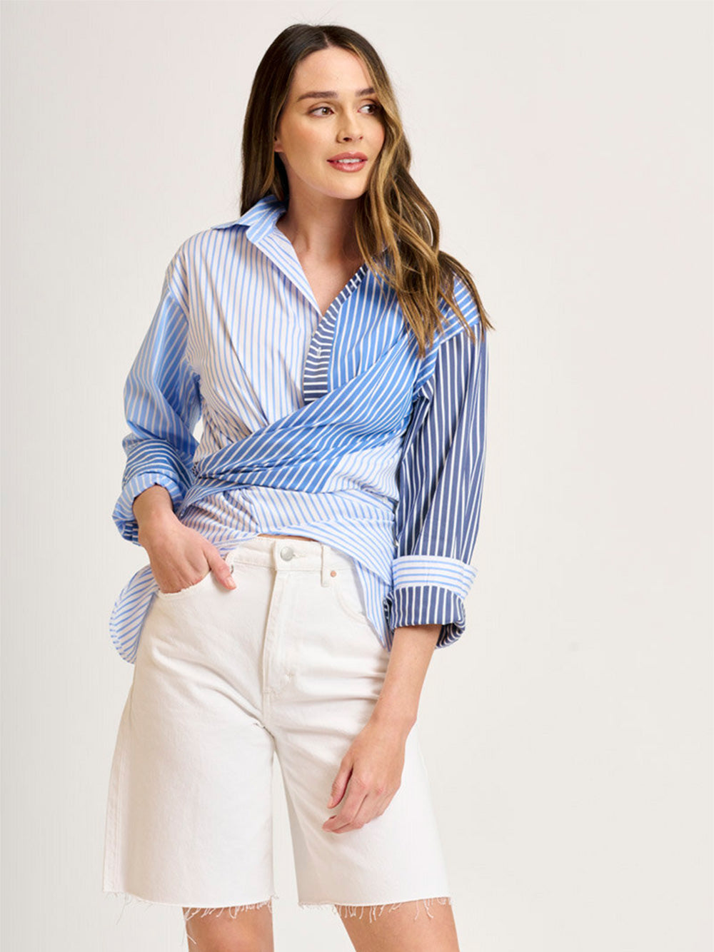 Boyfriend Oversized Shirt - BLUE COMBO