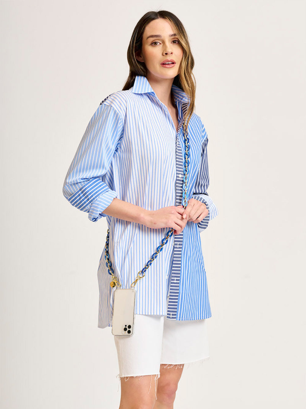 Boyfriend Oversized Shirt - BLUE COMBO