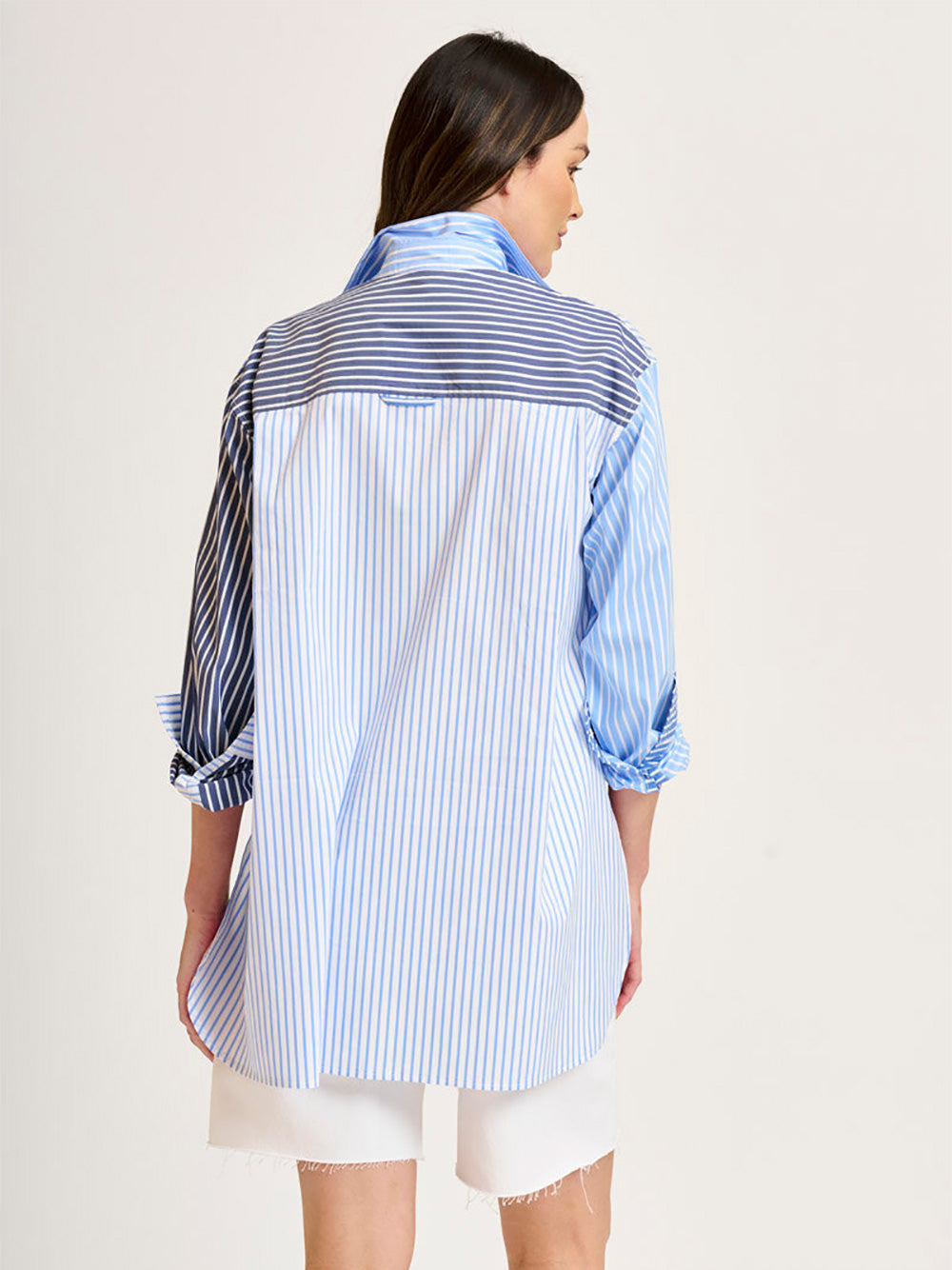 Boyfriend Oversized Shirt - BLUE COMBO