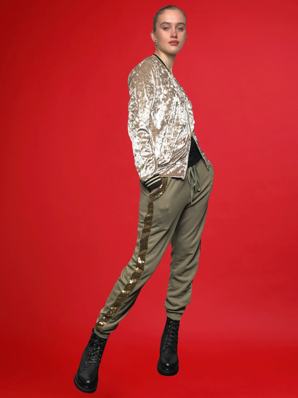 Glam Track Pants - KHAKI