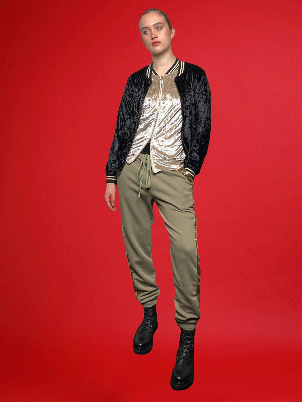 Glam Track Pants - KHAKI