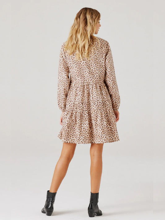Indiana Mini Dress - MOCHA LEOPARD