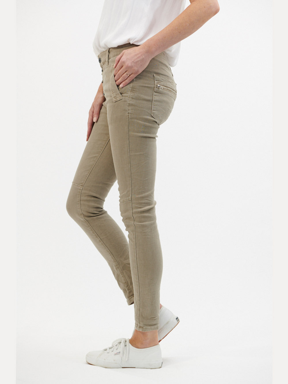 Italian Button Jean - TAUPE
