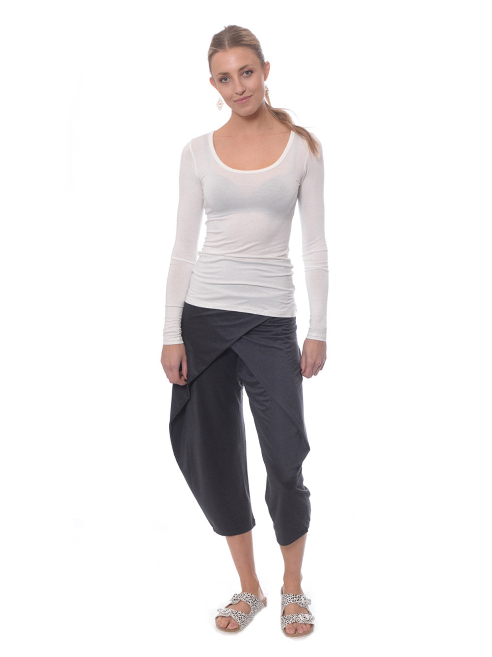 Long Sleeve Scoop Neck Top - IVORY