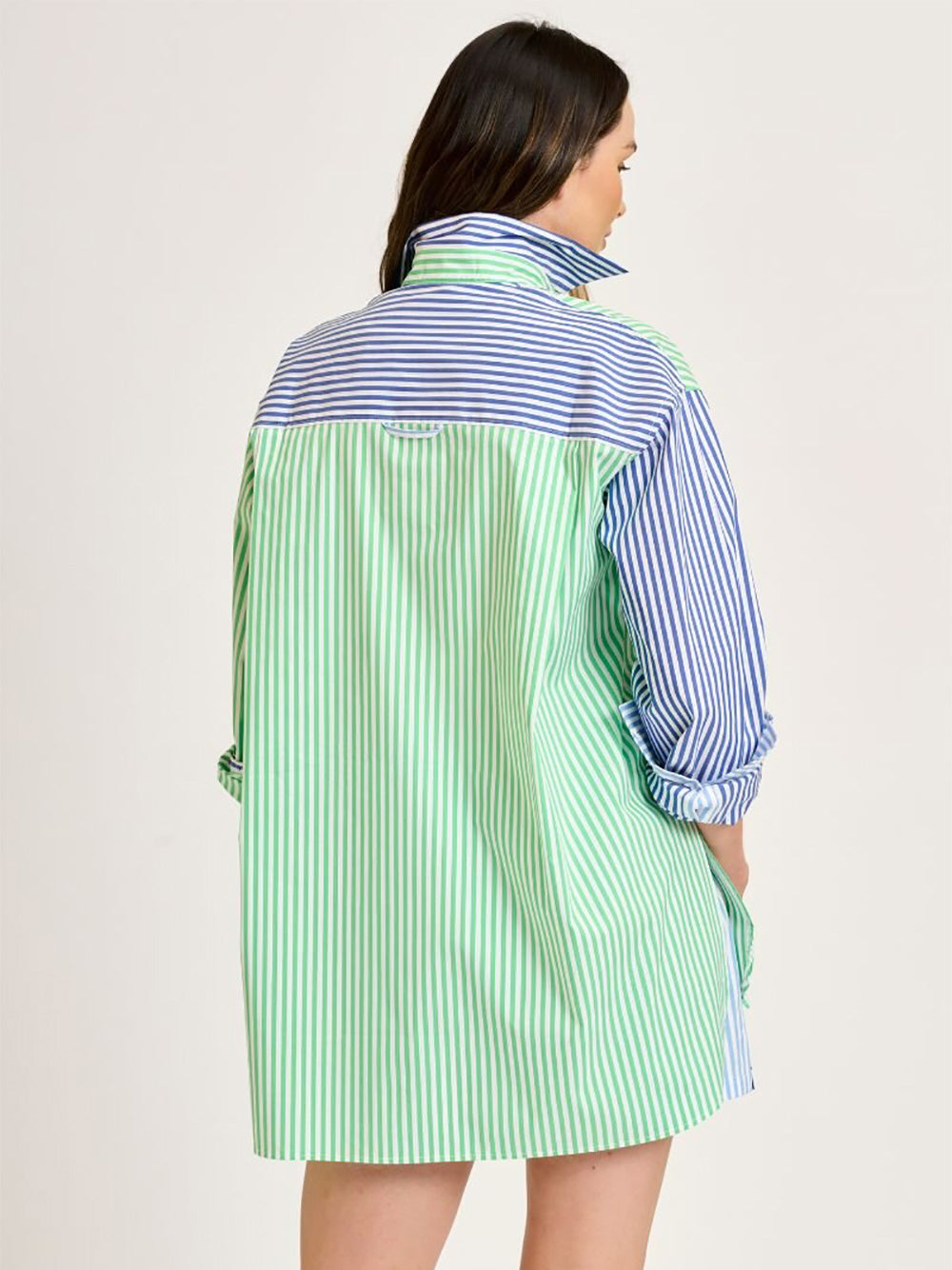 Boyfriend Oversized Shirt - NAVY/GREEN COMBO