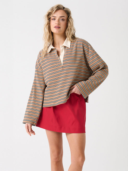Alisa Rugby Tee - TOFFEE STRIPE
