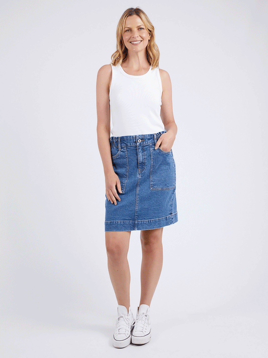 Atlas Denim Skirt - DARK DENIM