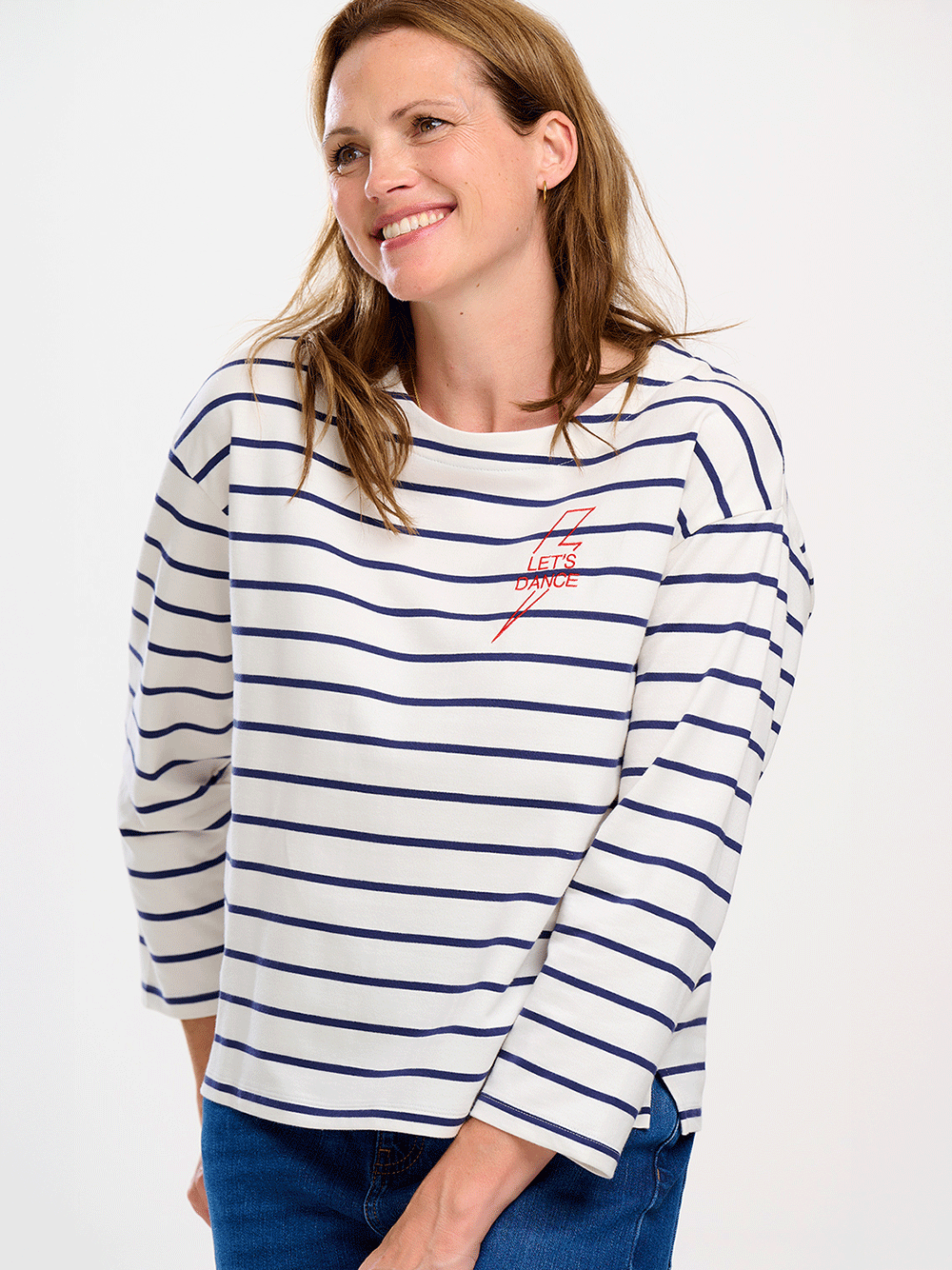 Billie Breton Top - OFF WHITE/NAVY LETS DANCE