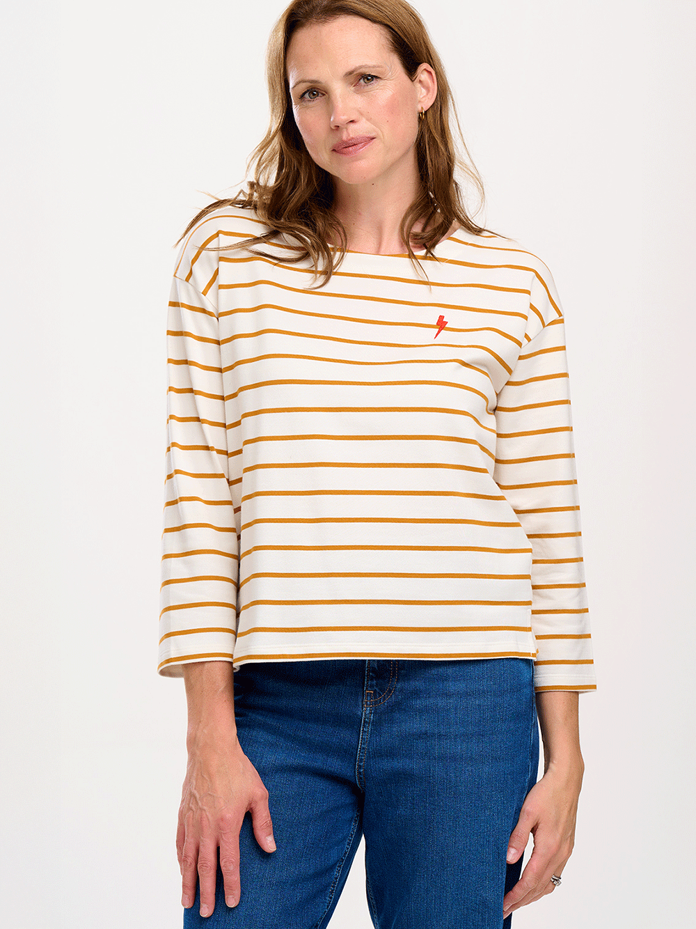 Billie Breton Top - OFF WHITE/TAN LIGHTNING