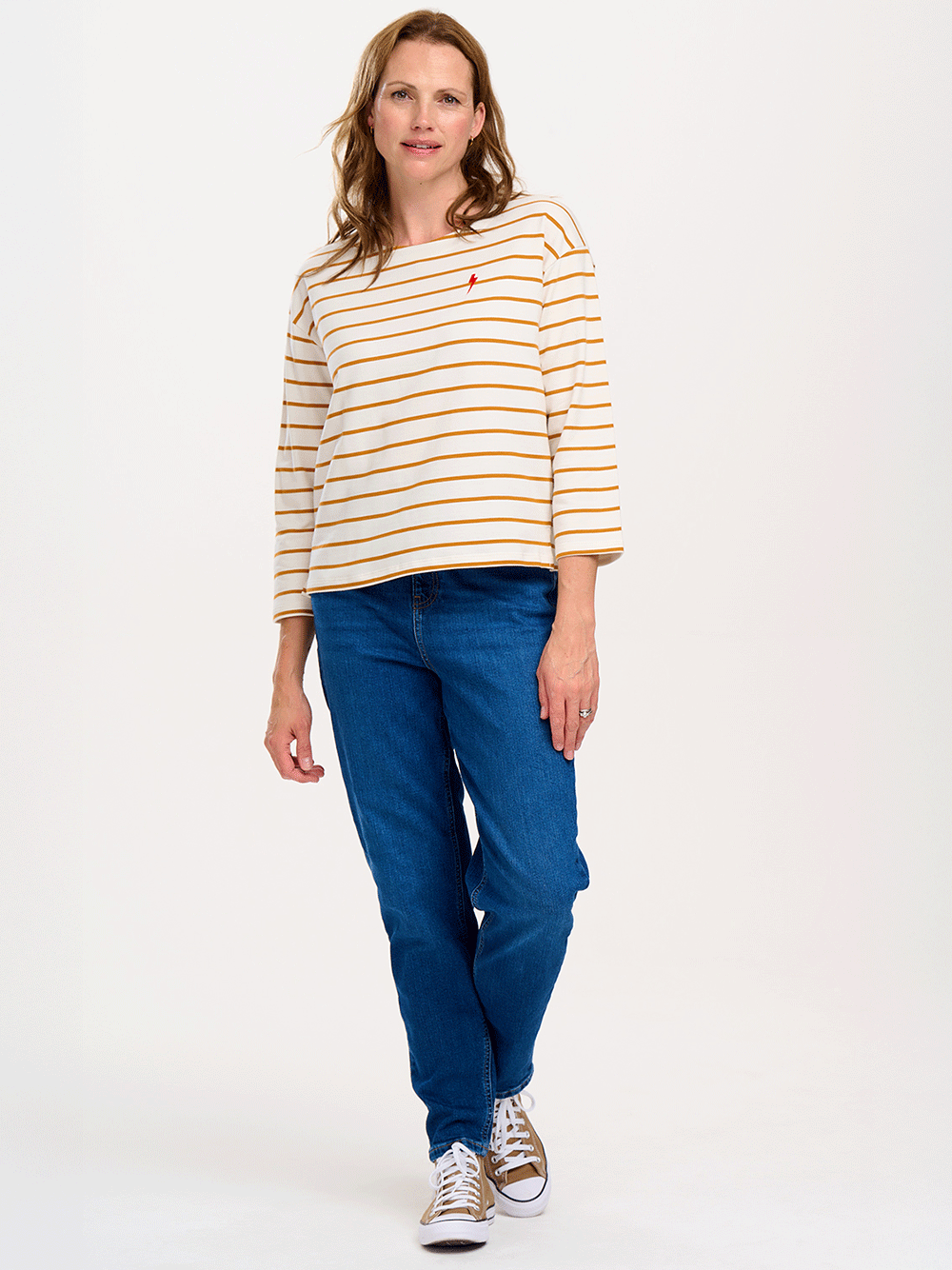Billie Breton Top - OFF WHITE/TAN LIGHTNING