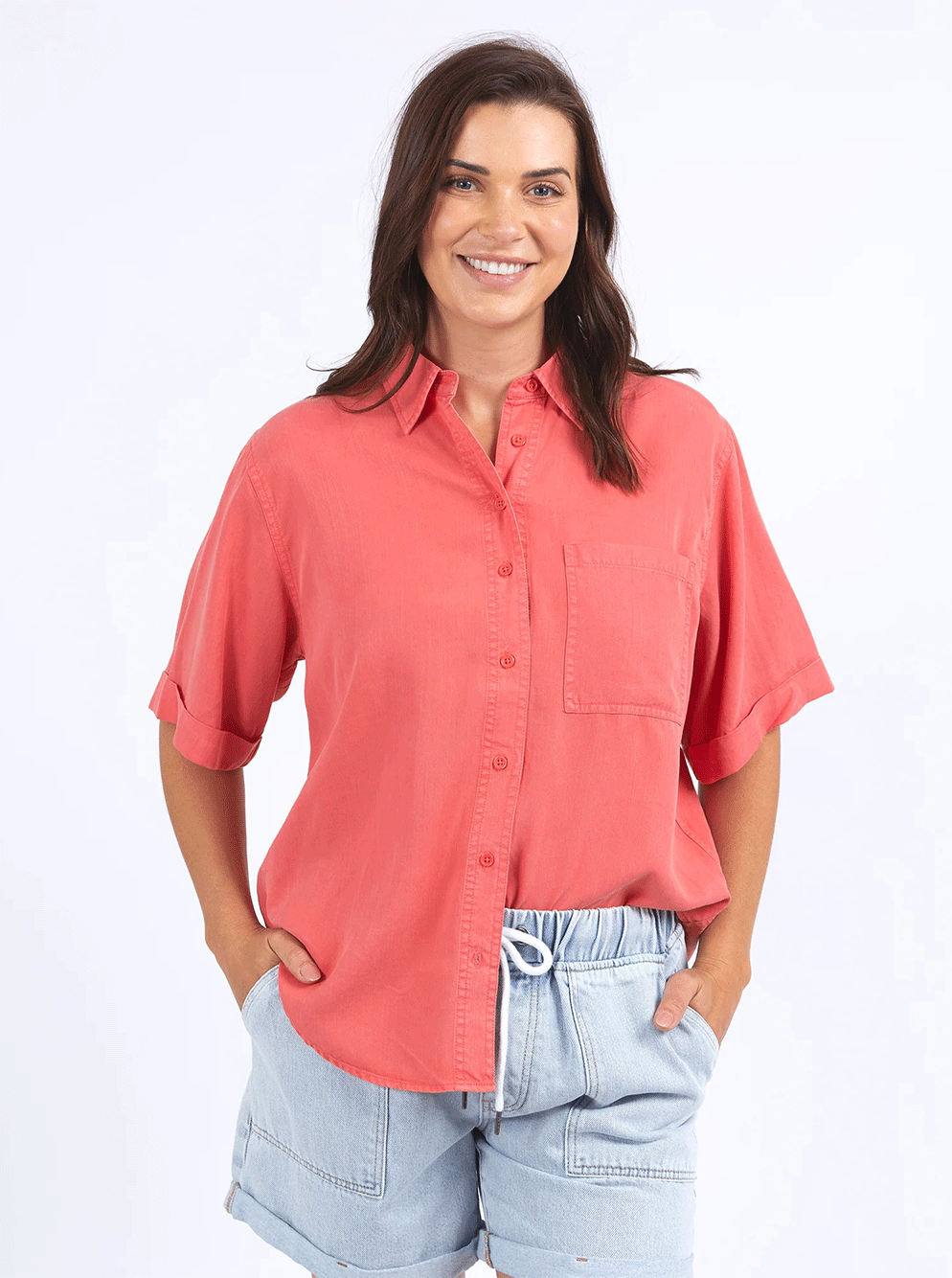 Bliss Washed Shirt - WATERMELON CRUSH