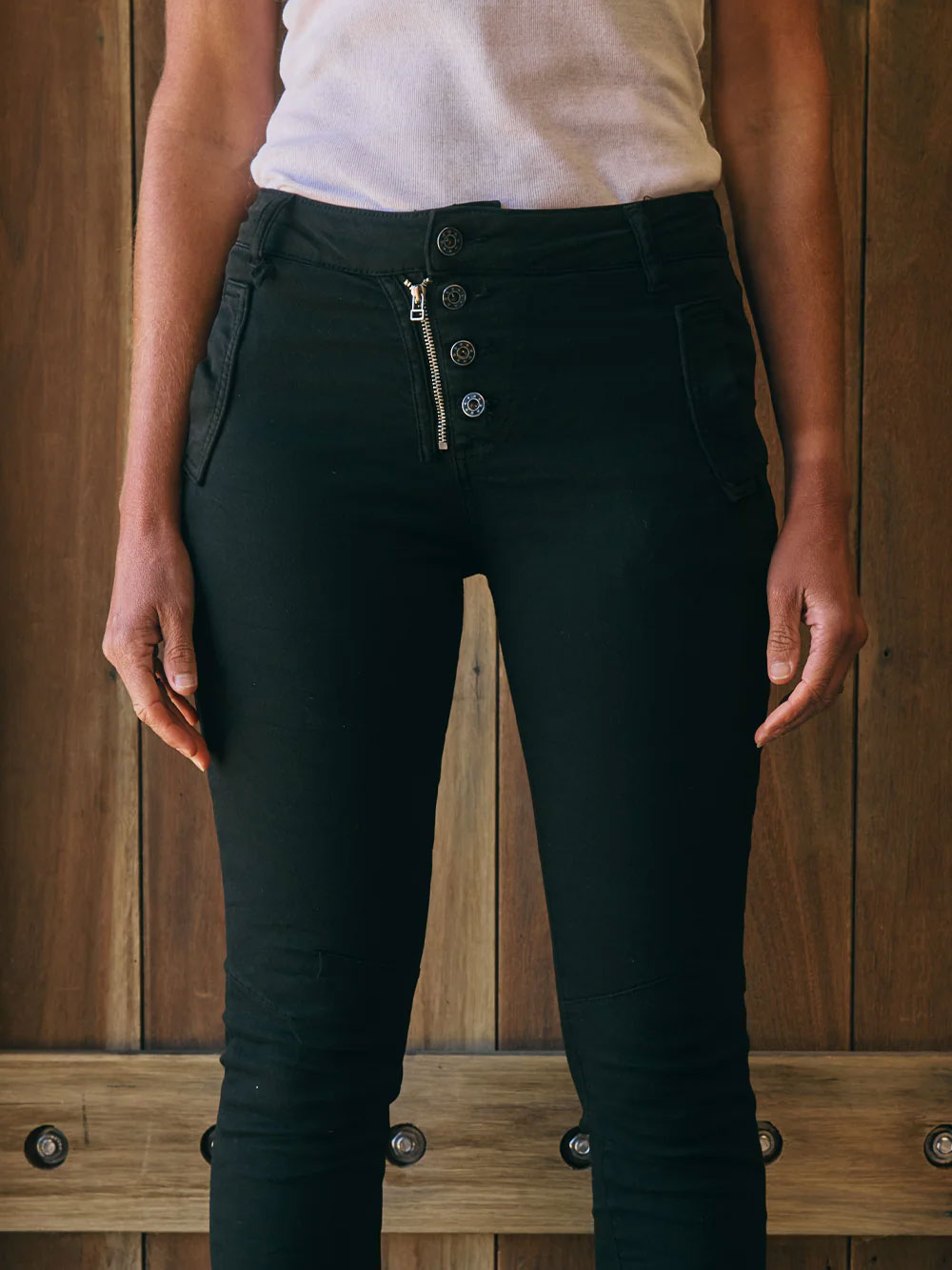 Zip/Button Jeans - BLACK