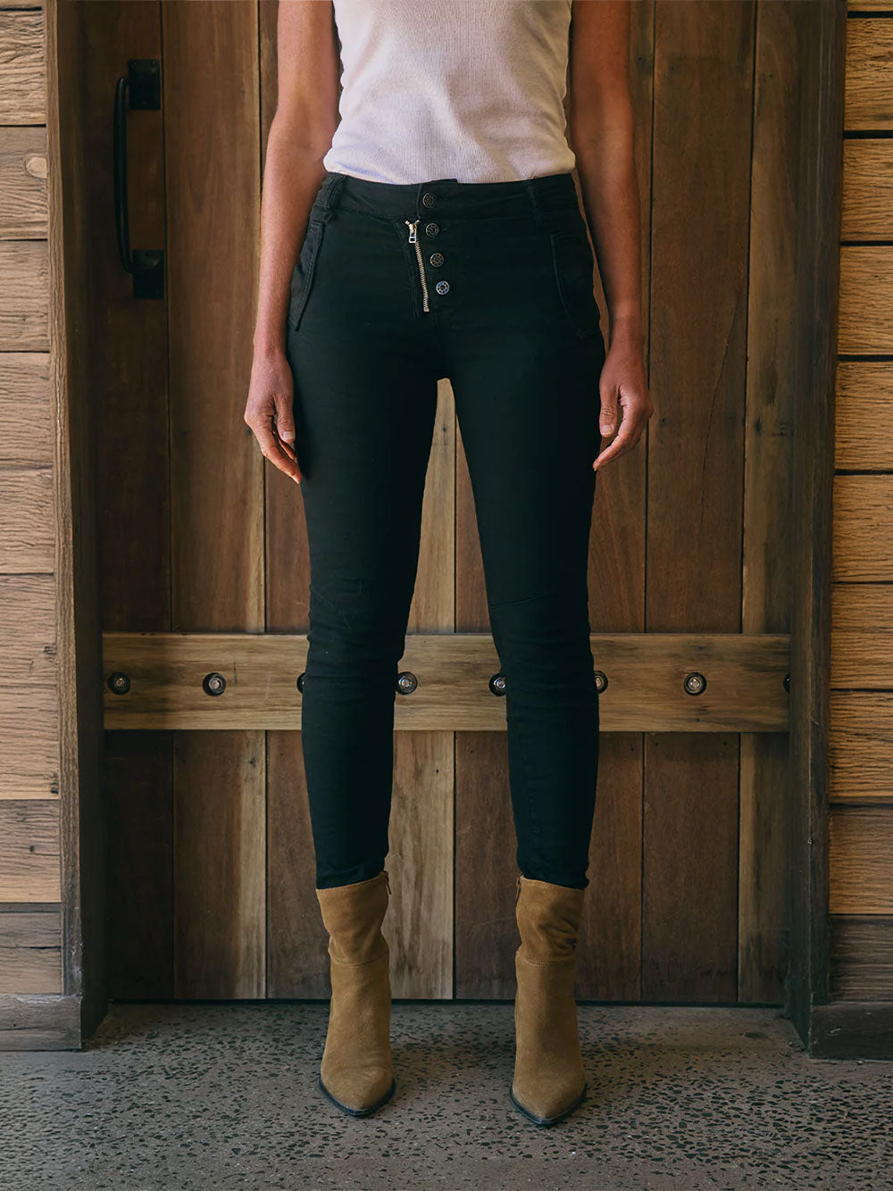 Zip/Button Jeans - BLACK
