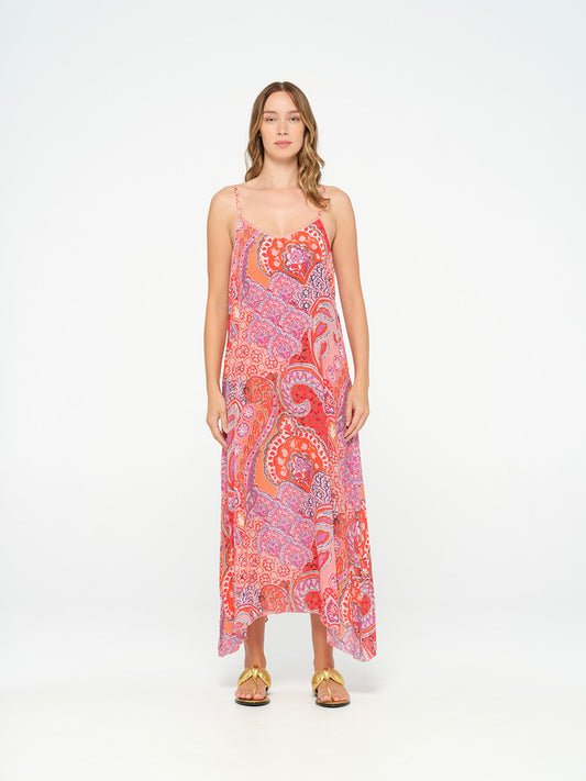 Antoinette Slip Dress - BRAZIL CORAL
