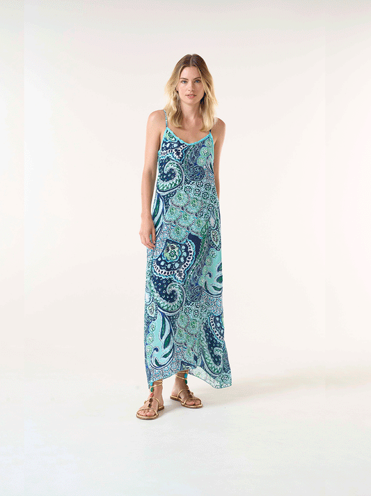 Antoinette Slip Dress - BRAZIL BLUE