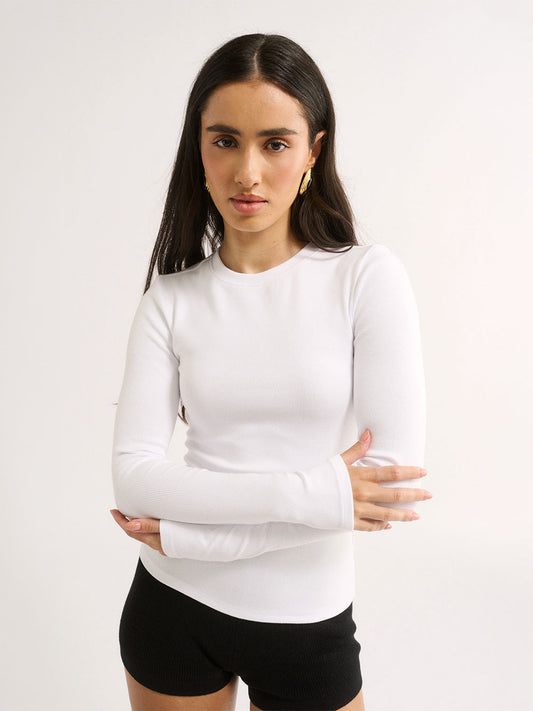 Carina Classic Long Sleeve Top - OPTIC WHITE