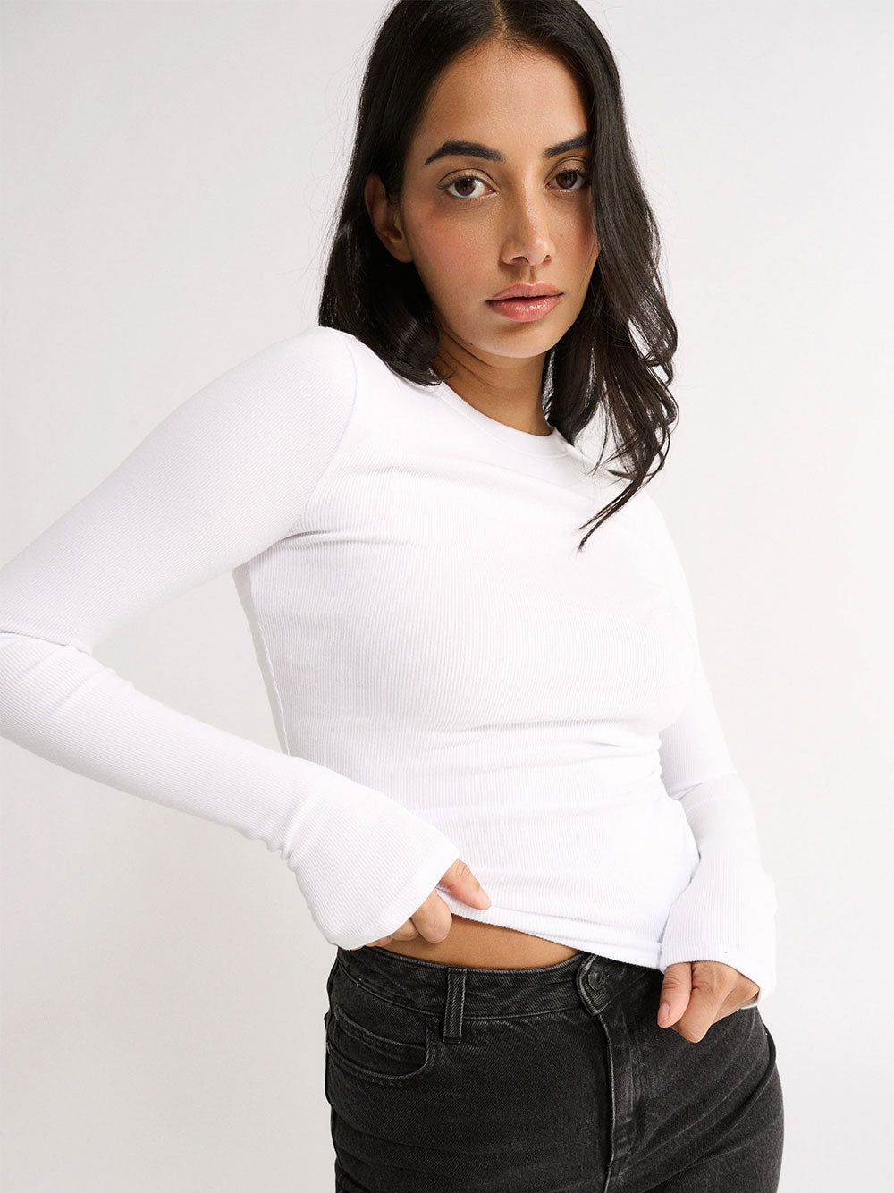 Carina Classic Long Sleeve Top - OPTIC WHITE
