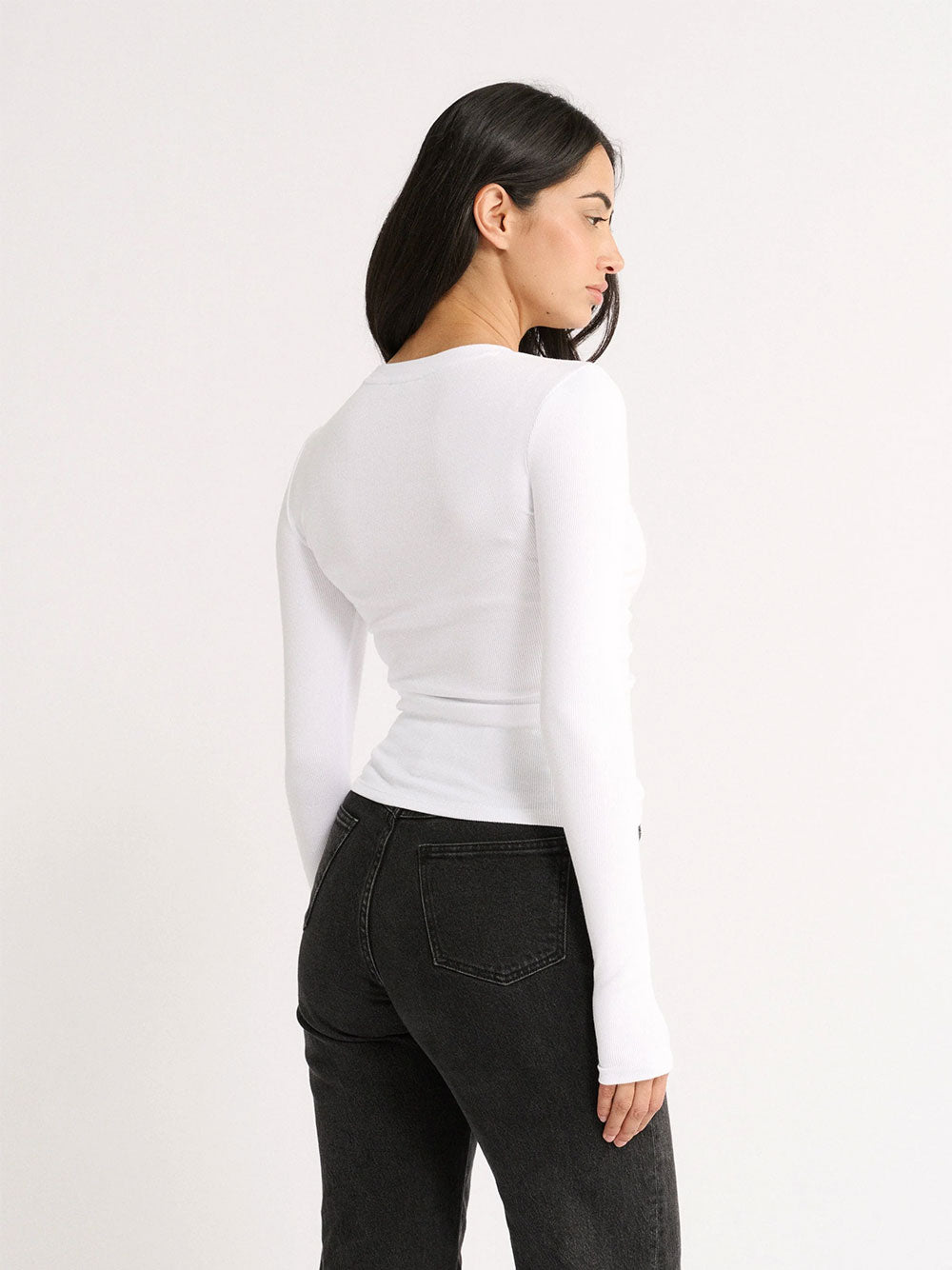 Carina Classic Long Sleeve Top - OPTIC WHITE
