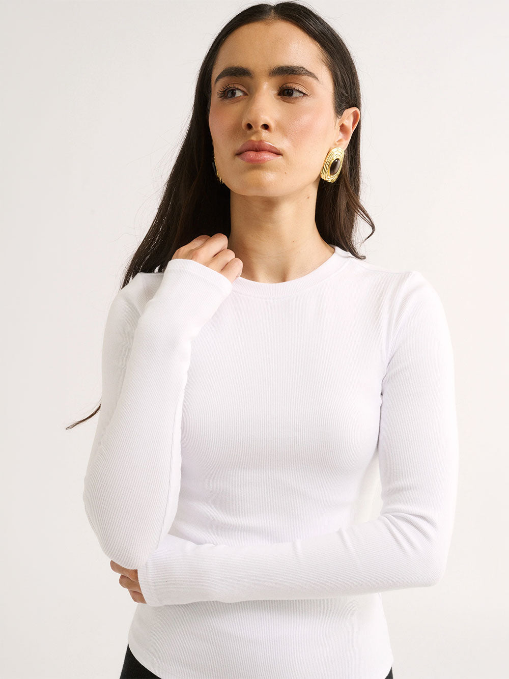 Carina Classic Long Sleeve Top - OPTIC WHITE