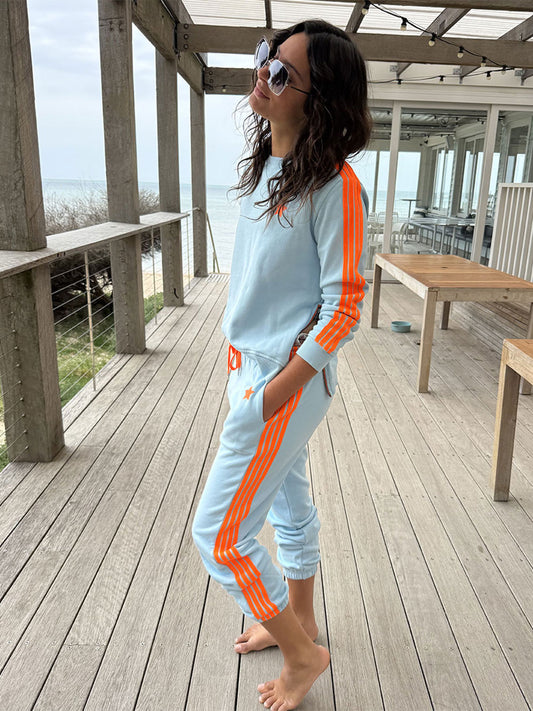 Cuff Trackpants - BABY BLUE/BRIGHT ORANGE