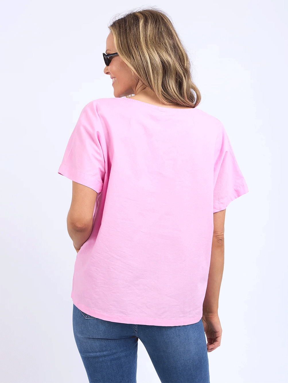 Curtis Woven Short Sleeve Tee - PINK