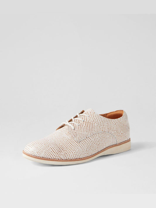 Derby Tan/White Snake Shoes