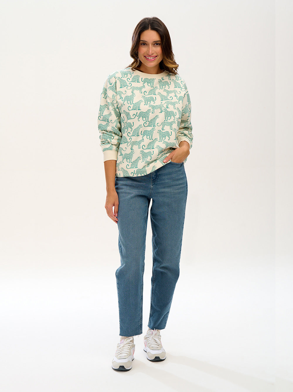 Eadie Relaxed Leopard Sweatshirt - GREEN