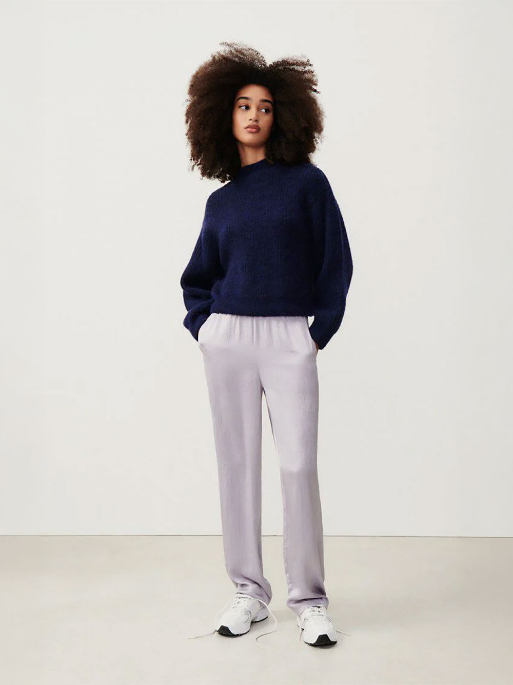 East Round Neck Pullover - NAVY MELANGE