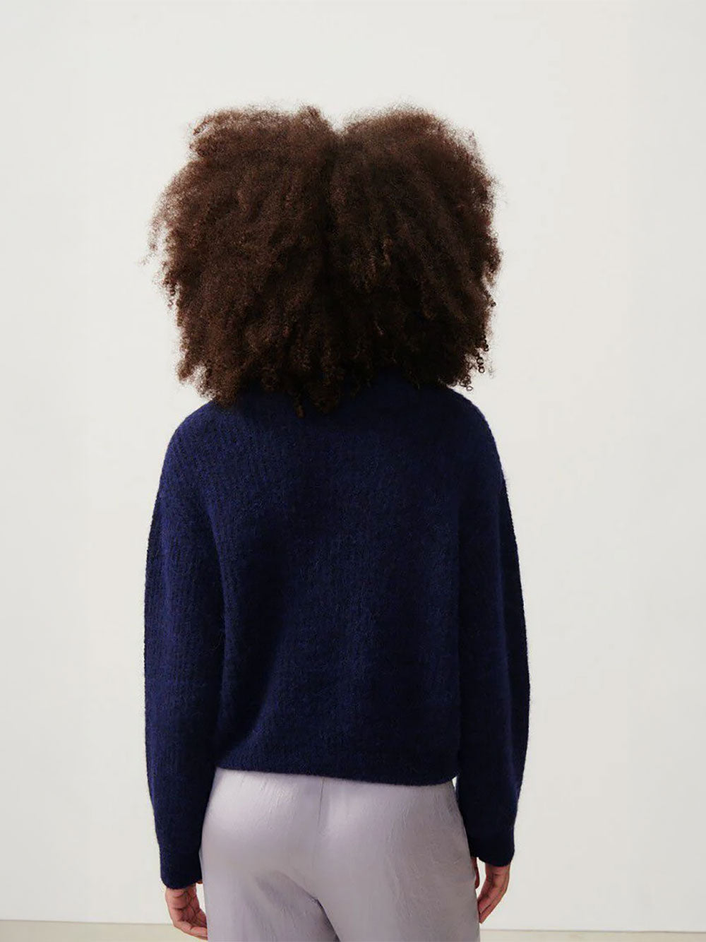 East Round Neck Pullover - NAVY MELANGE