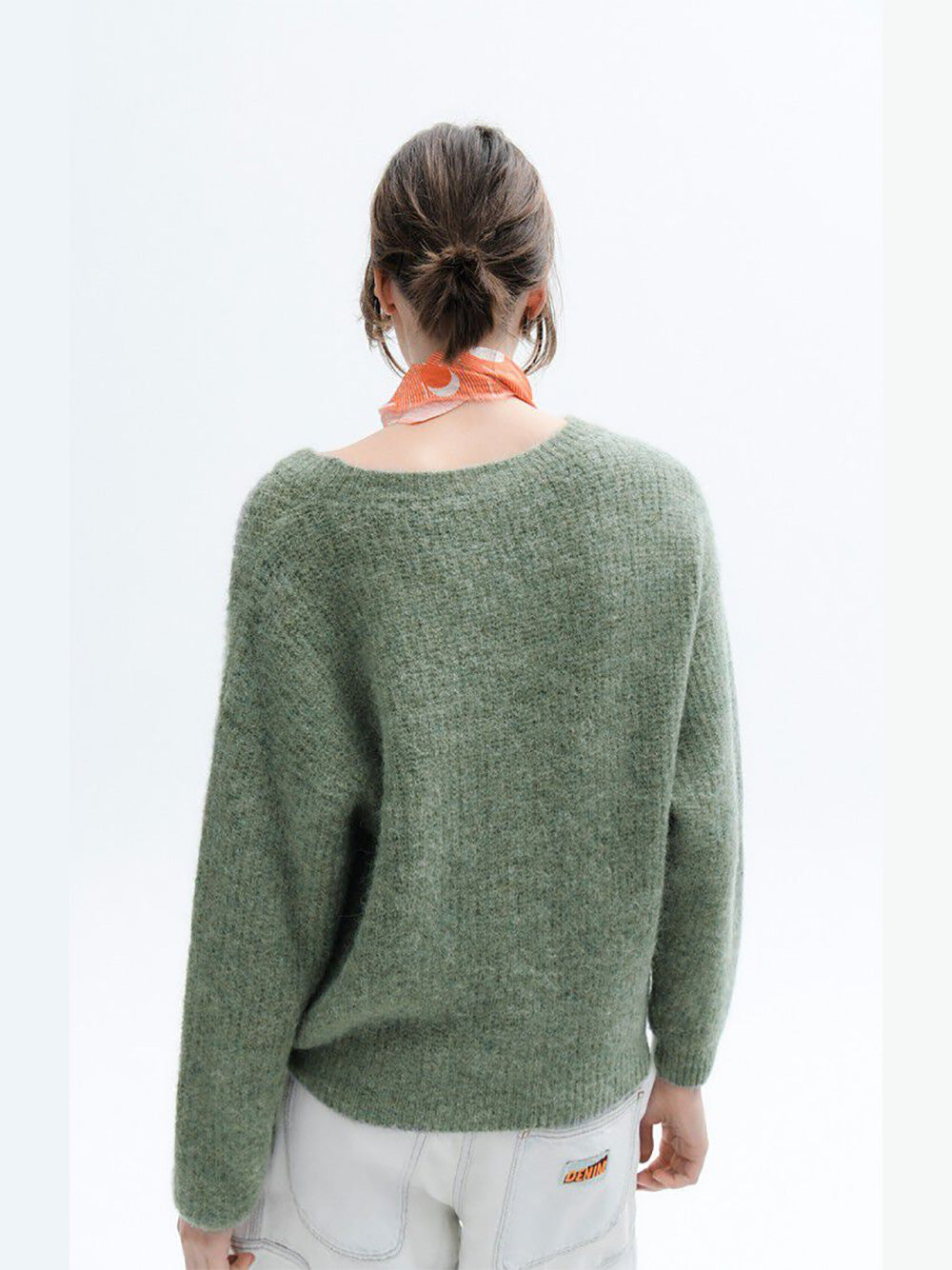 East Round Neck Pullover - GREY GREEN MELANGE