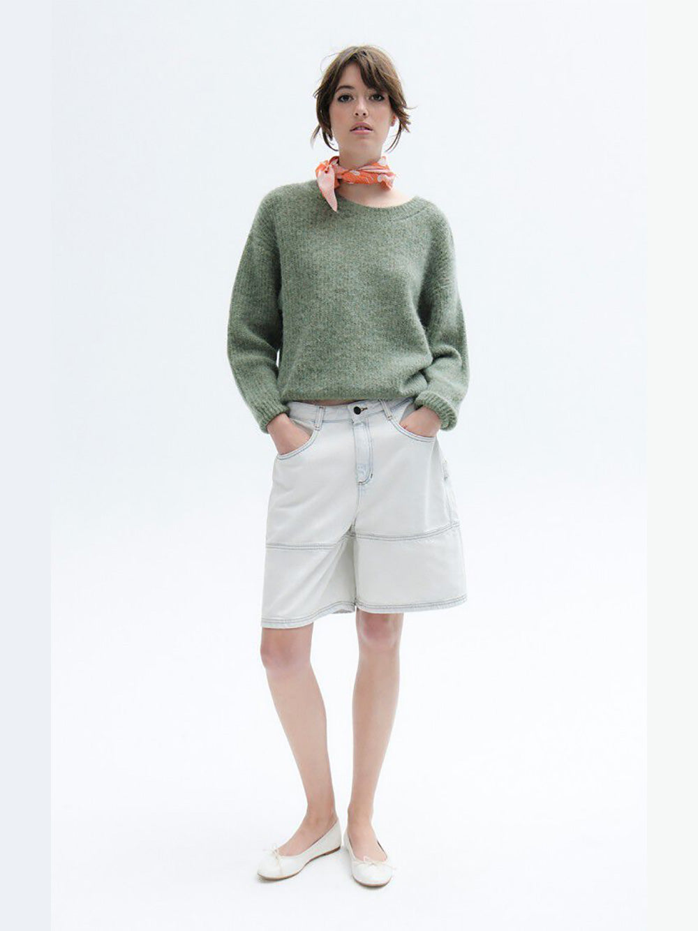 East Round Neck Pullover - GREY GREEN MELANGE