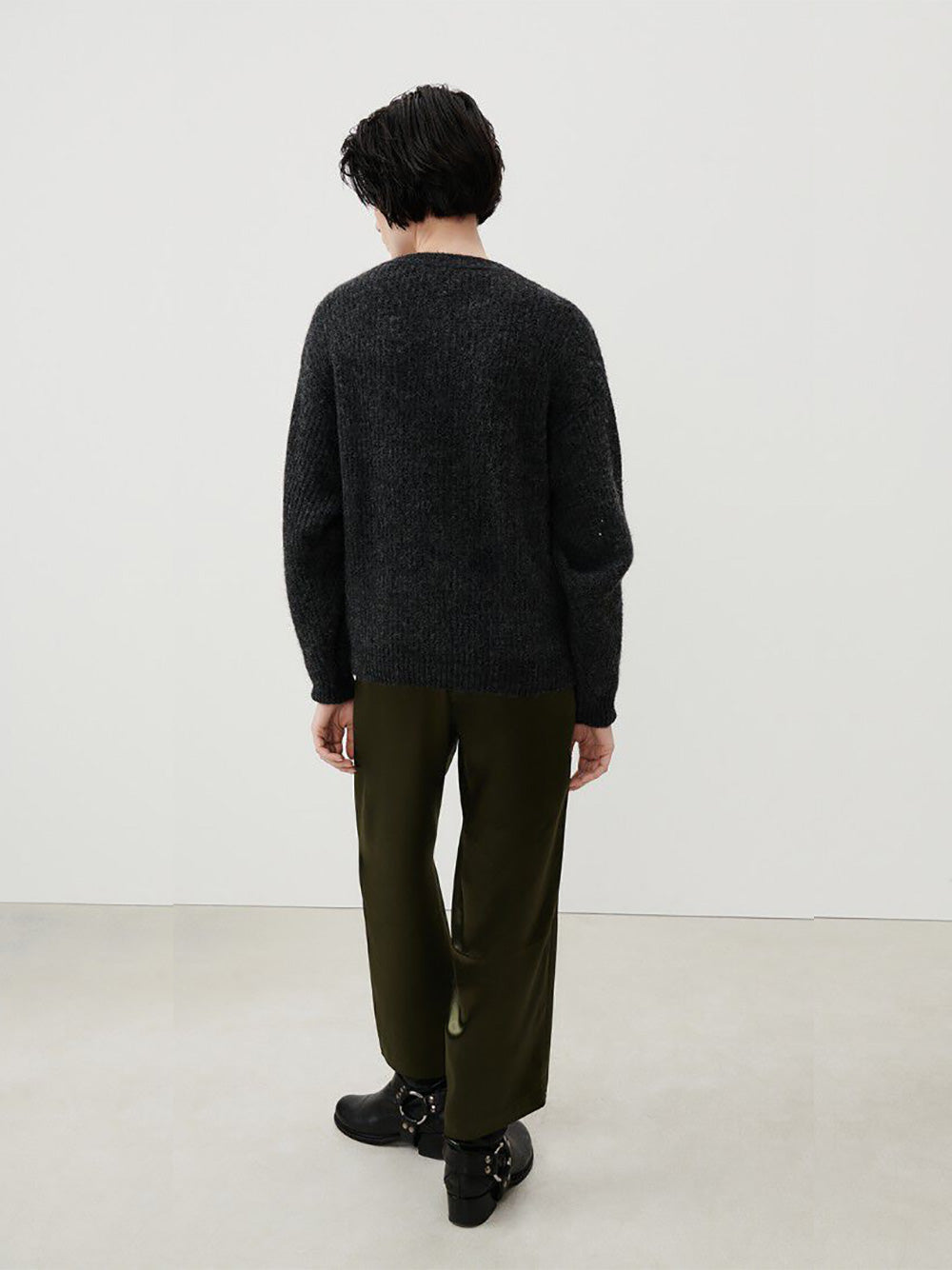 East Round Neck Pullover - CHARCOAL MELANGE