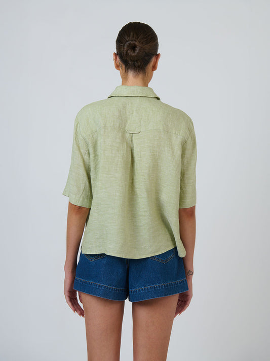 Linen Short Sleeve Shirt - KIWI