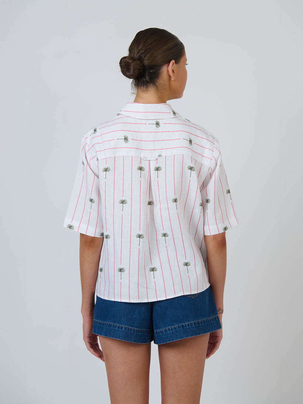 Linen Short Sleeve Shirt - PALMIER PRINT