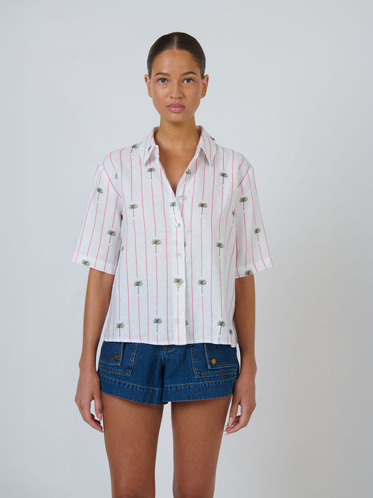 Linen Short Sleeve Shirt - PALMIER PRINT