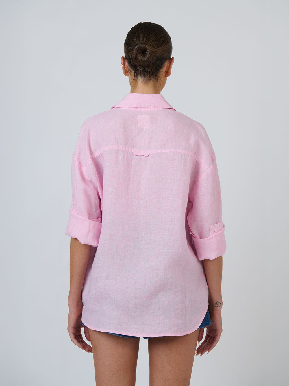 Linen Long Sleeve Shirt - BONBON PINK