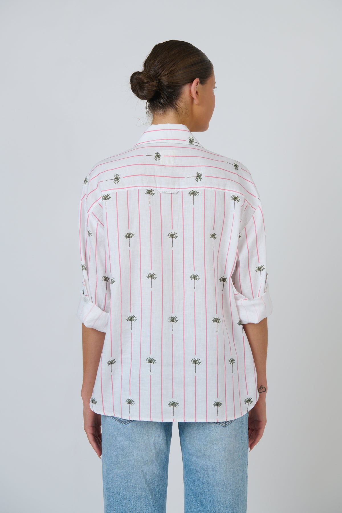 Linen Long Sleeve Shirt - PALMIER PRINT