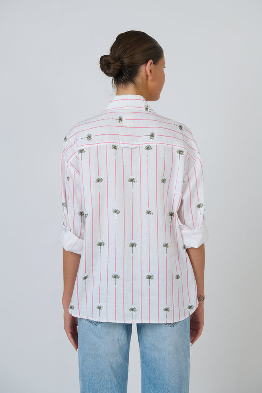 Linen Long Sleeve Shirt - PALMIER PRINT
