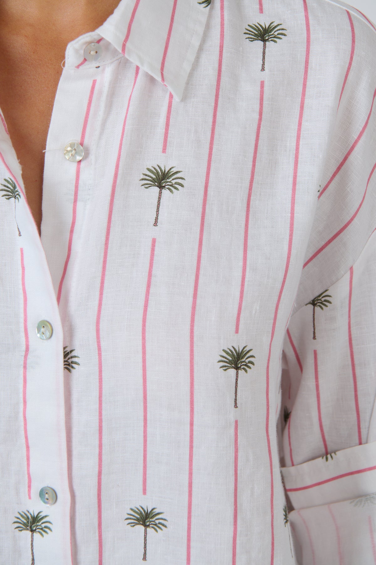 Linen Long Sleeve Shirt - PALMIER PRINT