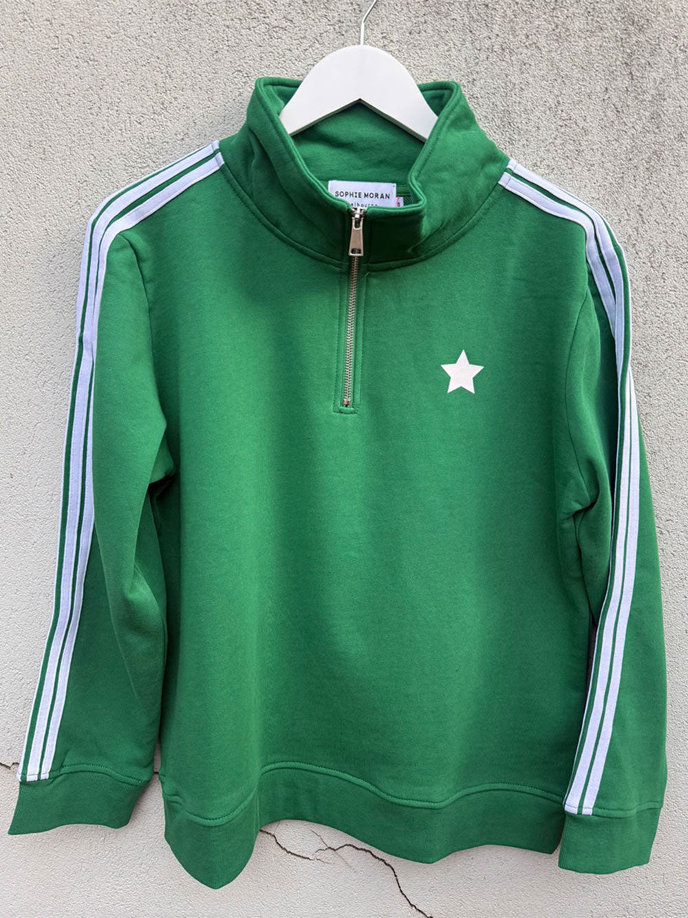 Arm Stripe Funnel Neck Sweatshirt - GREEN/WHITE