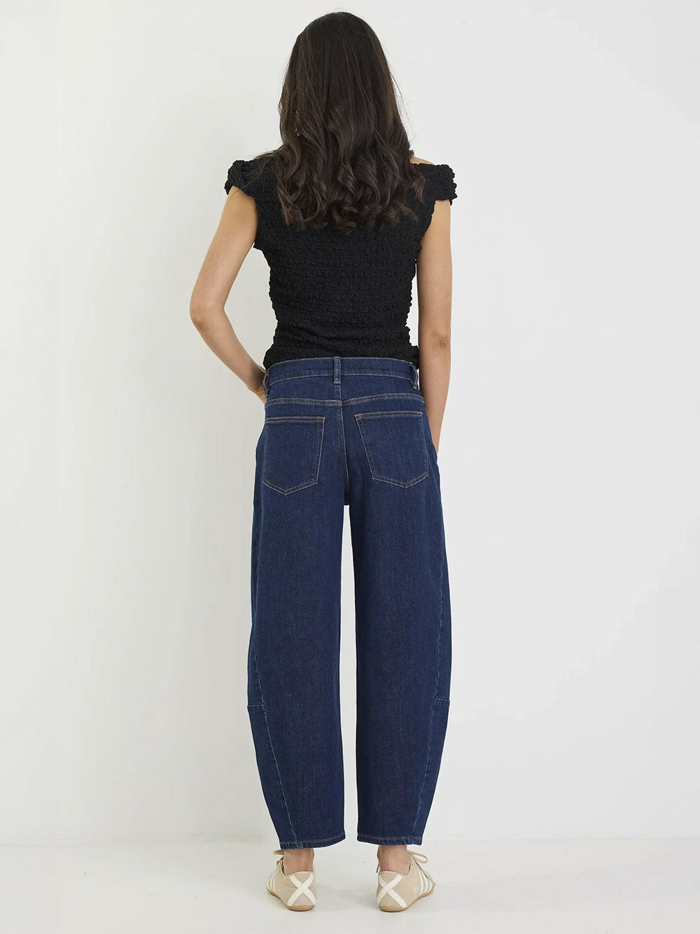 Graduate Dark Blue Stretch Barrel Jeans