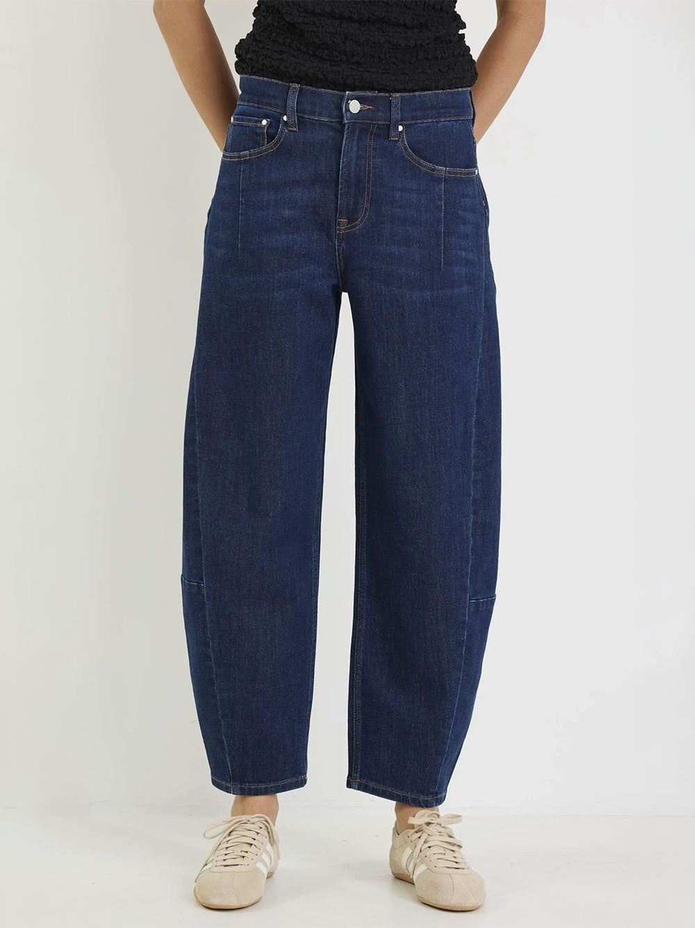 Graduate Dark Blue Stretch Barrel Jeans