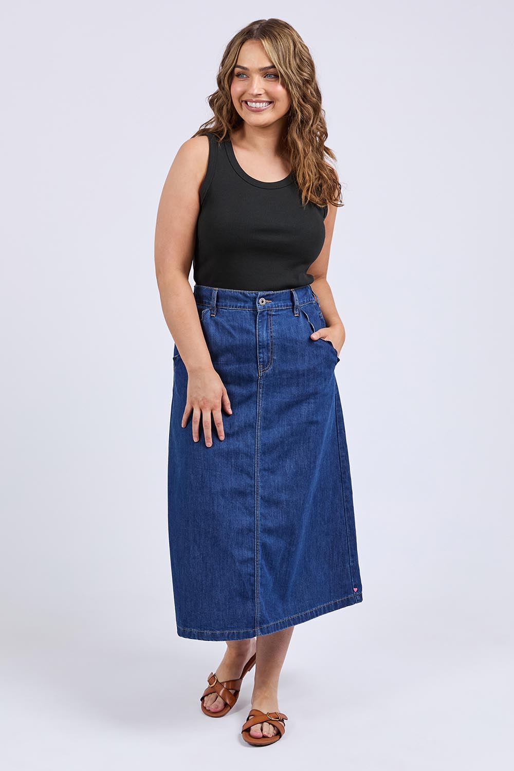 Scallop Edge Denim Skirt