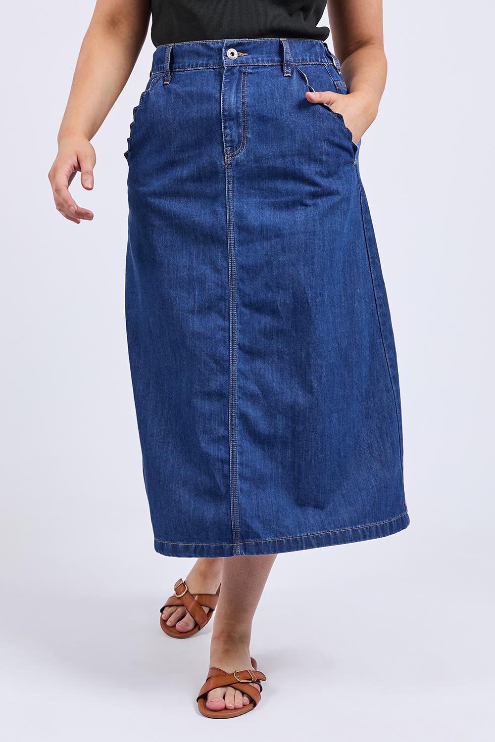 Scallop Edge Denim Skirt