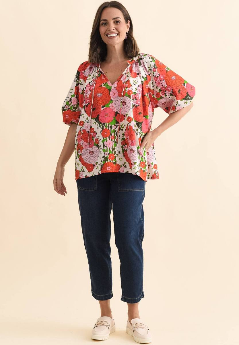 Renee Blouse GARDEN PARTY PRINT