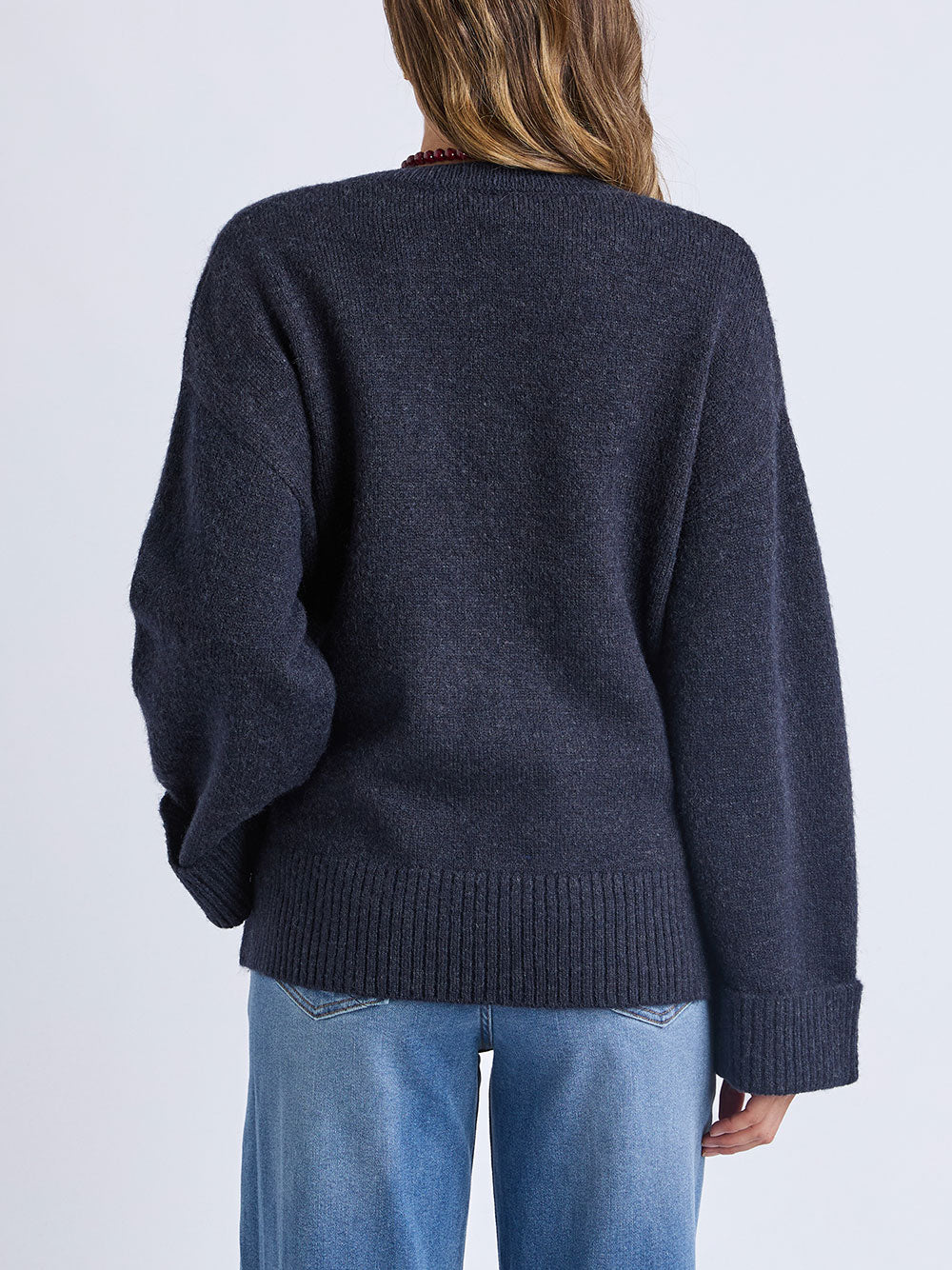 Intersia Heart Knit - NAVY