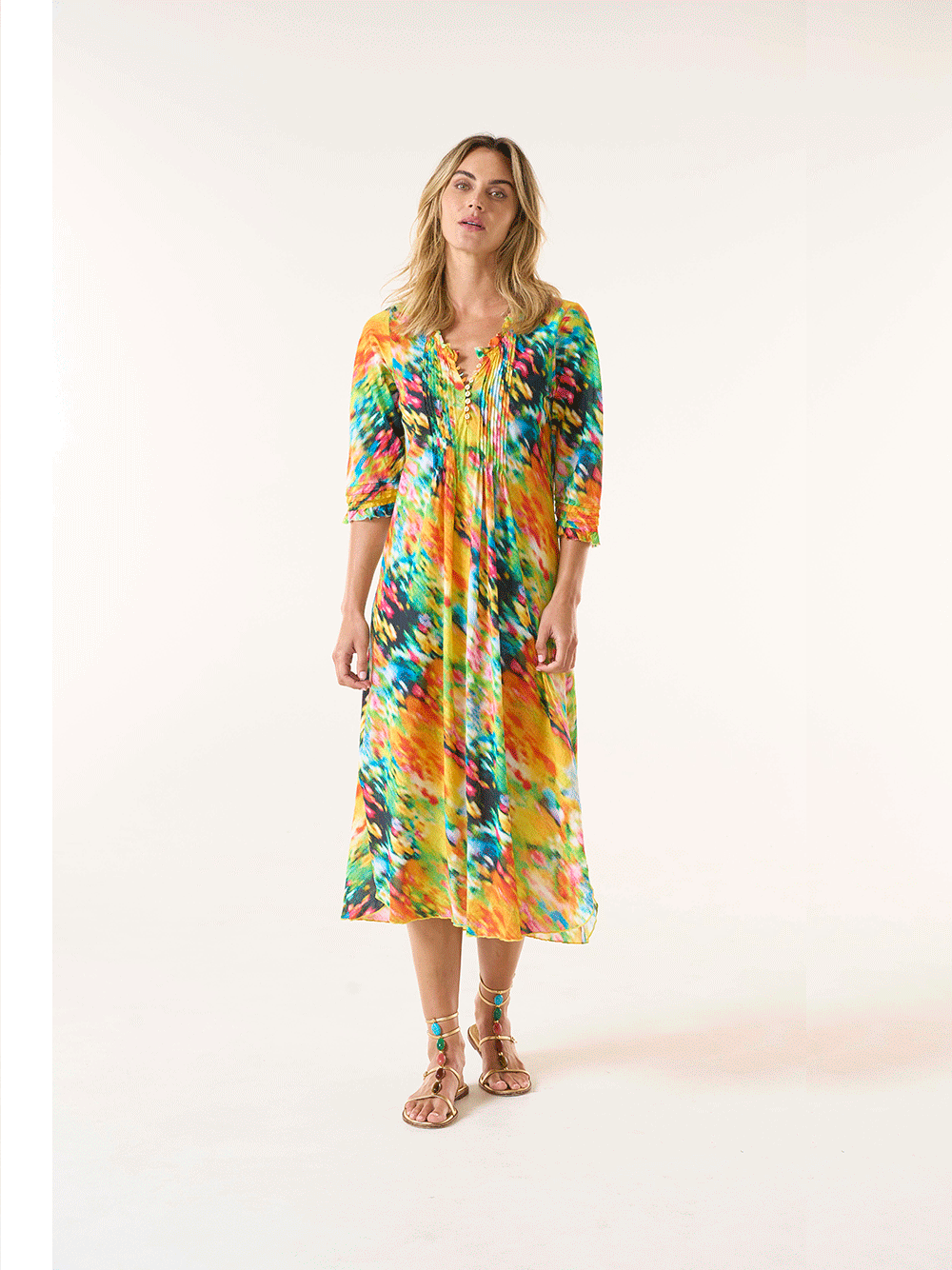 Long Poppy Cotton Dress - ITHACA YELLOW
