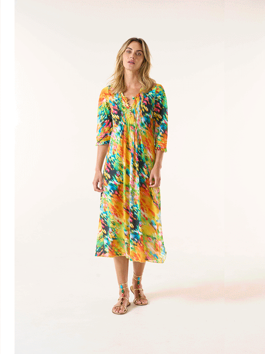 Long Poppy Cotton Dress - ITHACA YELLOW