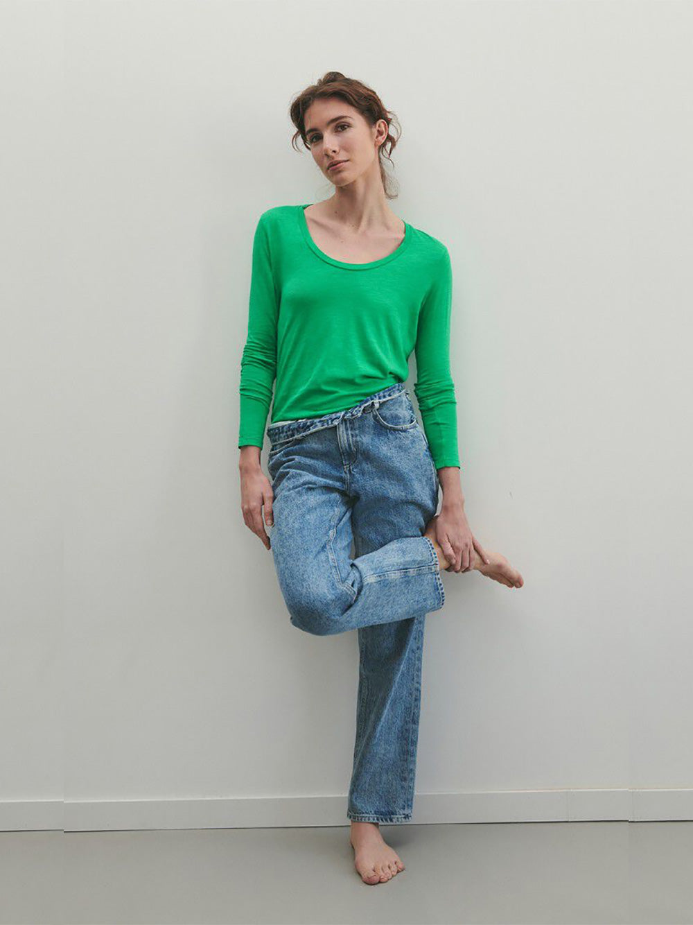 Jacksonville L/S Scoop Neck Top - VINTAGE GREEN